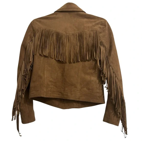 🤩 SALE HOLLISTER Women's Fringe Suede Leather Jacket - Picture 2 of 3
